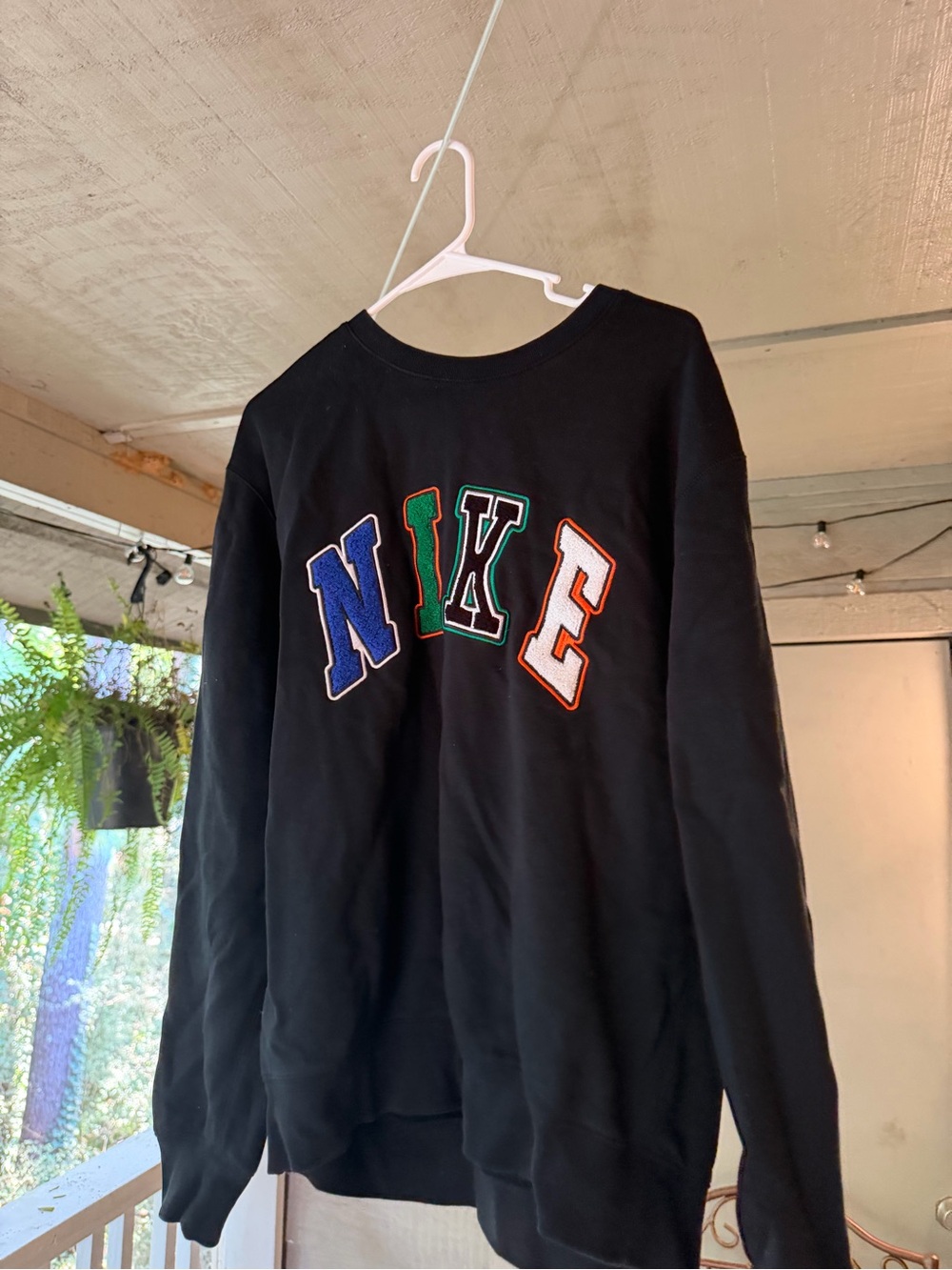 Nike Black Crewneck Sweatshirt with Multicolor Lettering